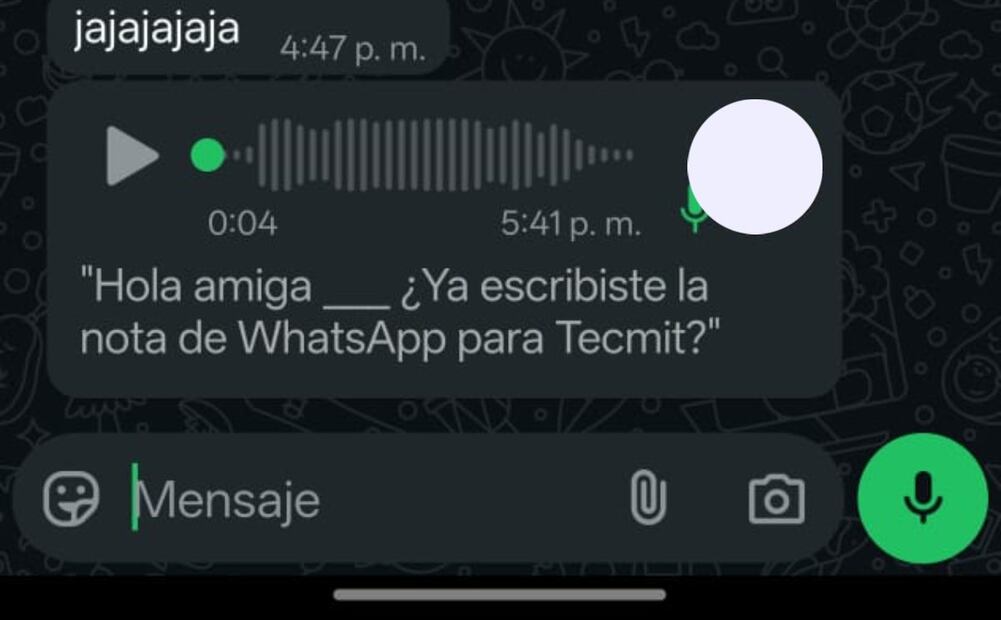 Paso a paso: cómo convertir audios a texto en WhatsApp. Imagen: captura de pantalla