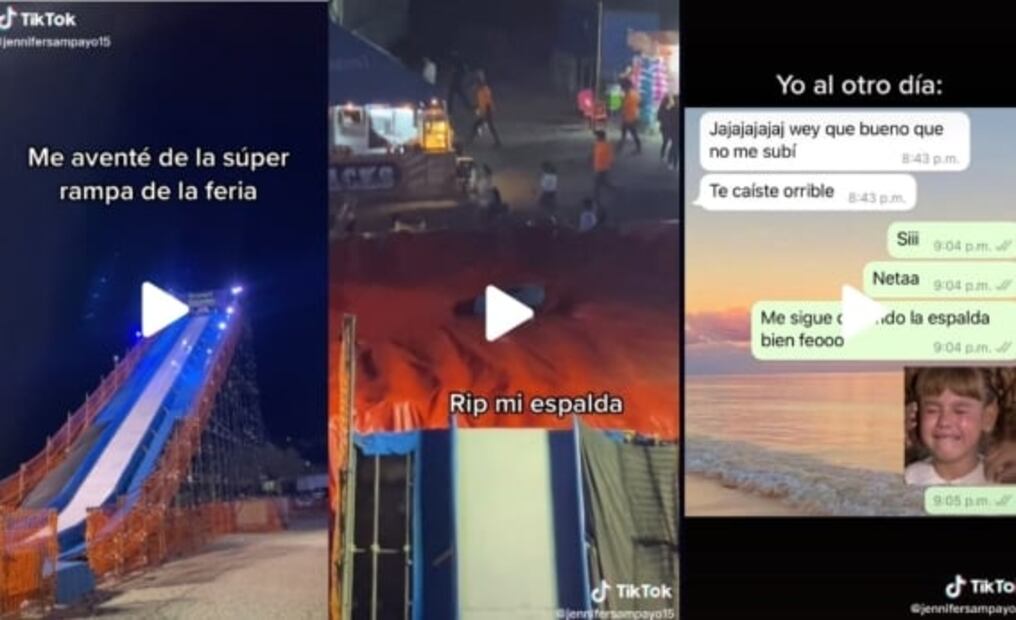 “Rampa Xtreme” de feria en NL los deja adoloridos, con collarín y raspones:TikTok