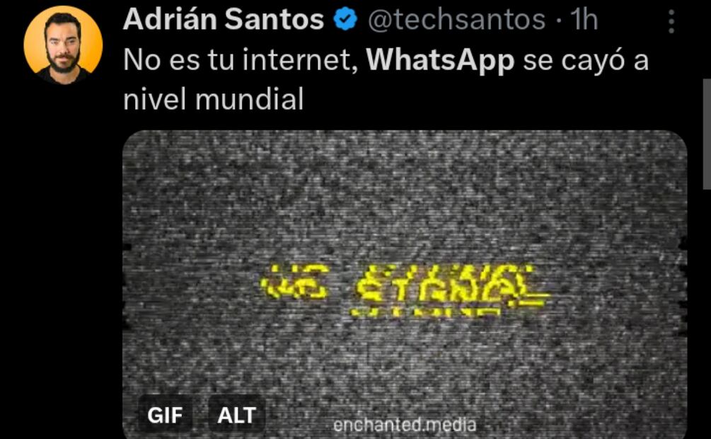 Caída WhatsApp 28 de febrero. Imagen: captura de pantalla