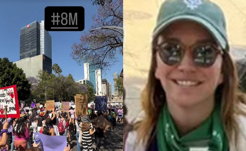 Regina Blandón marcha en el Día Internacional de la Mujer. Foto: Instagram oficial.