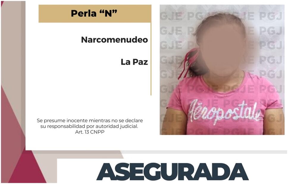 Perla “N”, originaria de La Paz, fue detenida este 26 de octubre en Baja California Sur. Foto: Especial