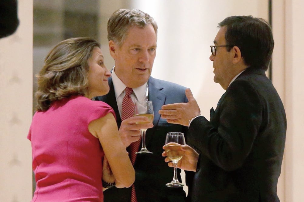 Chrystia Freeland (Canadá), Robert Lighthizer (Estados Unidos) e Ildefonso Guajardo (México) se reencontrarán en México el 21 de noviembre (ARCHIVO EL UNIVERSAL)