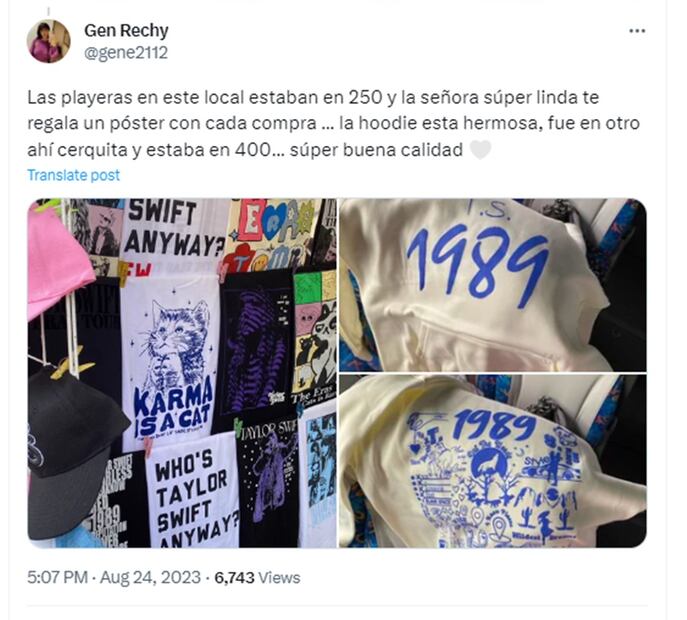 Taylor Swift en México. Foto: Twitter