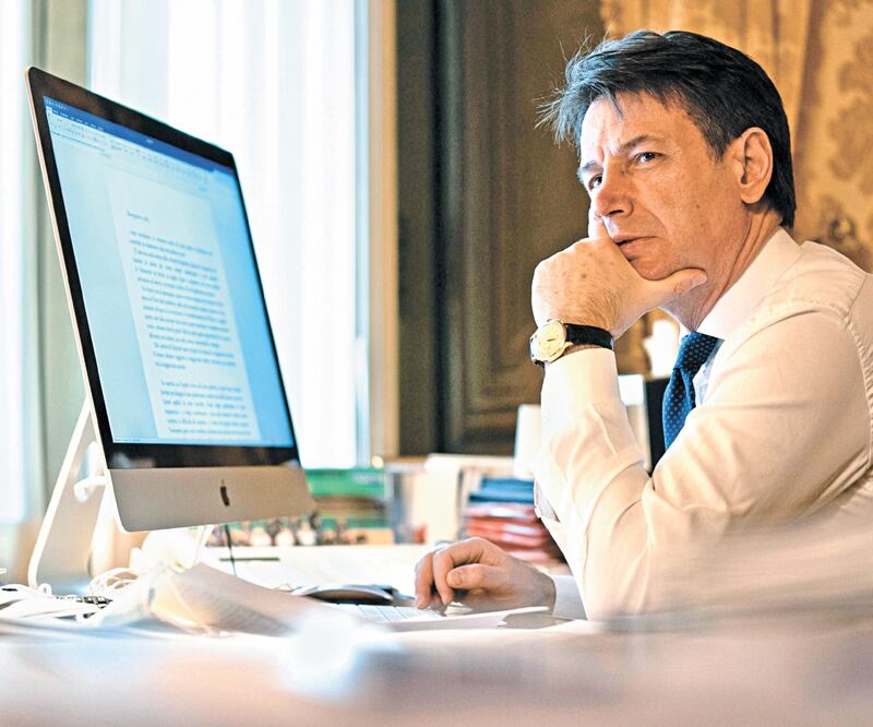El premier italiano en funciones, Giuseppe Conte, ayer en Roma. Foto: EFE