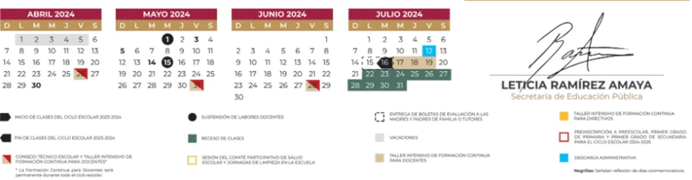 Calendario escolar oficial de la SEP. Foto: Tomada de la página del Gobierno de México