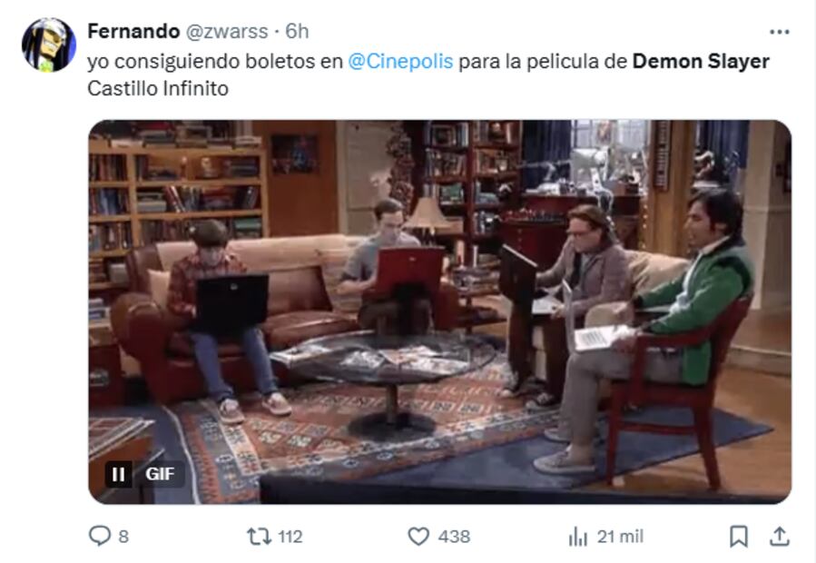 Usuarios reaccionaron en redes sociales a la saturación de la página de Cinépolis por la preventa para la película "Demon Slayer: Castillo Infinito". Foto: Captura de pantalla.