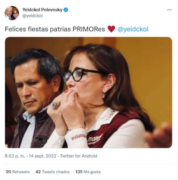 "Felices fiestas PRIMORes", dice Yeidckol Polevnsky tras avalar continuidad del Ejército en las calles