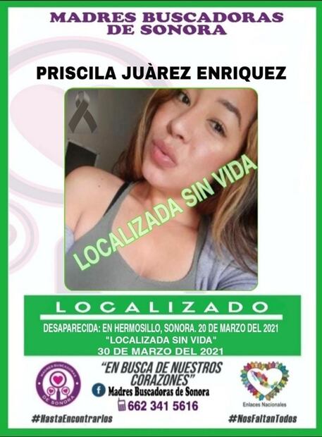 Localizan sin vida a Priscila Juárez, reportada como desaparecida en Sonora