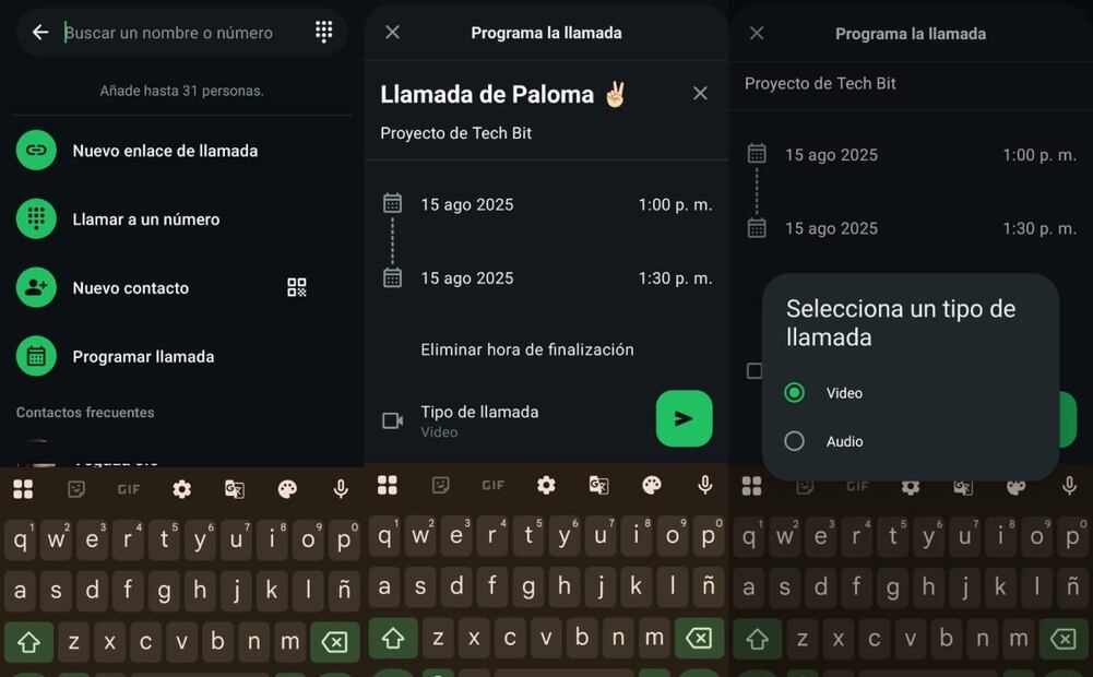 Paso a paso: cómo programar una llamada en WhatsApp. Imagen: captura de pantalla