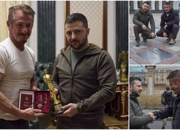 Sean Penn entrega a Zelenski su Oscar, lo recuperará cuando Ucrania gane la guerra