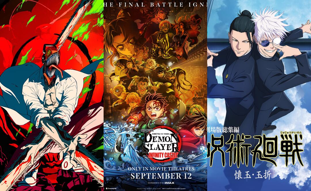 Entre las películas de anime más esperadas en este 2025, esta una recopilatoria de Jujutsu Kaisen. (05/04/25) Fotos: X @CHAINSAWMAN_PR, @animejujutsu, @DemonSlayerUSA