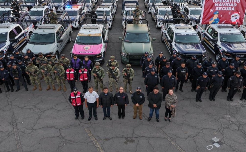 Despliegan Operativo Navidad Segura en Ecatepec; mil elementos refuerzan la vigilancia. Foto: Especial
