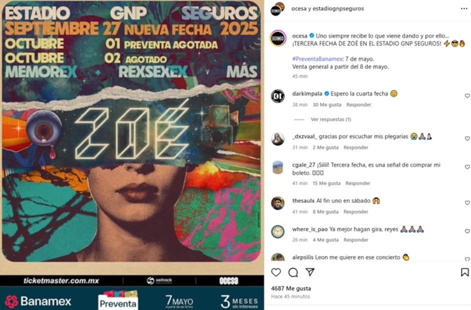 La banda acaba de confirmar su tercer concierto en el Estadio GNP. Foto: Captura de pantalla.