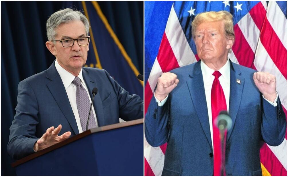 Jerome Powell y Donald Trump. Fotos: AFP