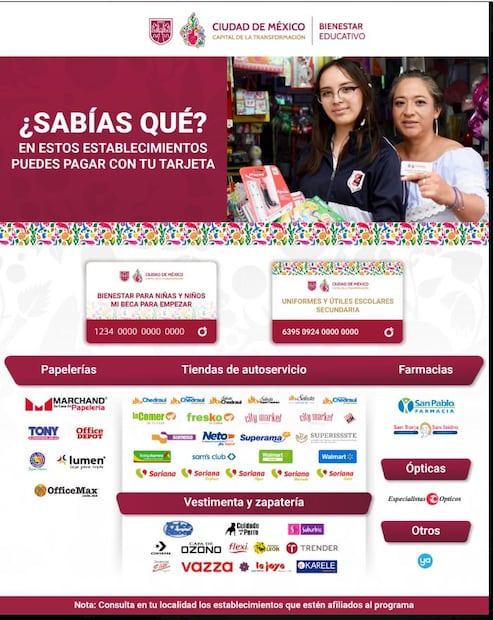 Los comercios autorizados incluyen papelerías, tiendas de autoservicio, farmacias y hasta ópticas.
Foto: Captura de pantalla en X Gob