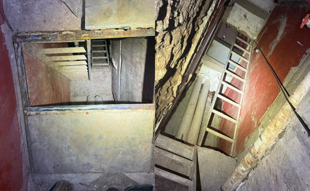 Túnel asegurado en la privada "Santa Margarita" que conecta a dos viviendas en Culiacán, Sinaloa (25/06/2025). Foto: Oficial