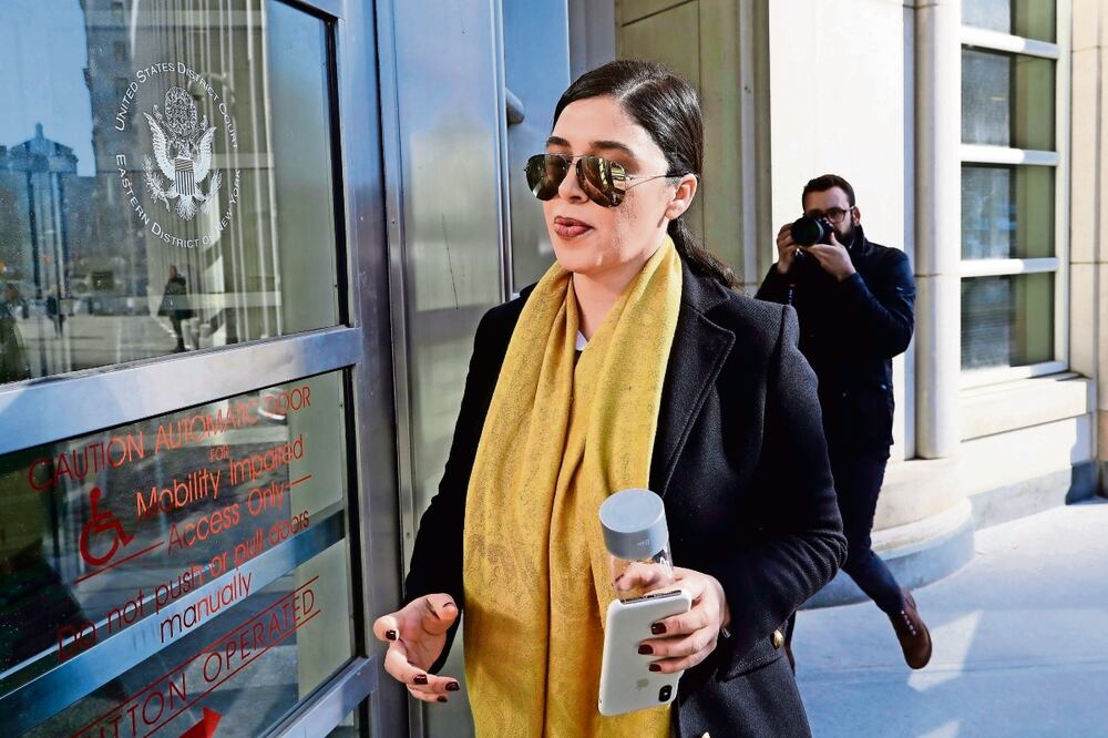 Emma Coronel Aispuro, esposa de Joaquín El Chapo Guzmán, al llegar a la corte federal el 4 de febrero de 2019 en Nueva York. Foto: AP