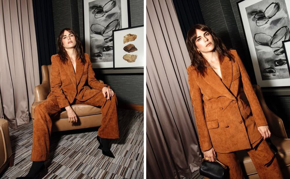 Karla Souza viste un traje de la diseñadora mexicana Raquel Orozco. Foto: Instagram @karlasouza (César Larenaudie)