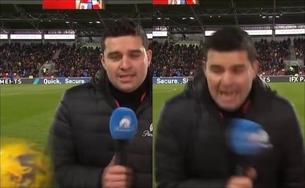 Reportero recibe fuerte balonazo durante una transmisión de la Premier League 