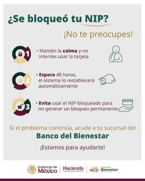 Sigue estos pasos para desbloquear tu NIP de tu tarjeta bienestar. Foto: 'X' Banco Bienestar