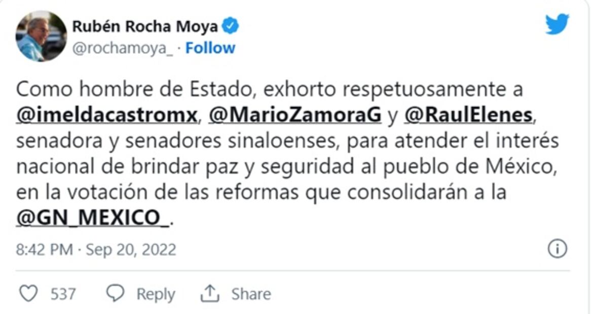 Julio Menchaca llama a "hacer patria" a Osorio Chong y votar a favor de reforma militar