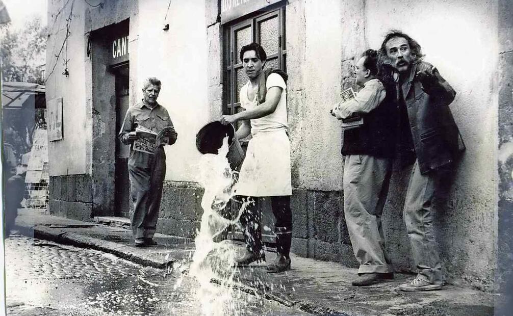 Luis Felipe Tovar, Óscar Yoldi y Abel Woolrich en el rodaje. Foto: Alameda Films