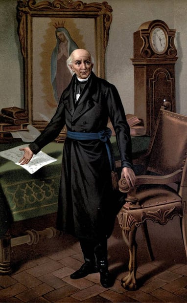 Miguel Hidalgo es conocido como el "Padre de la Patria" por ser el primer caudillo en convocar a las armas la madrugada del 16 de septiembre de 1810, dando inicio a la Guerra de Independencia. Foto: tomada del libro México a través de los siglos Tomo III: "La guerra de independencia” Vicente Riva Palacio, Julio Zárate/ Wikimedia Commons/ Especial.