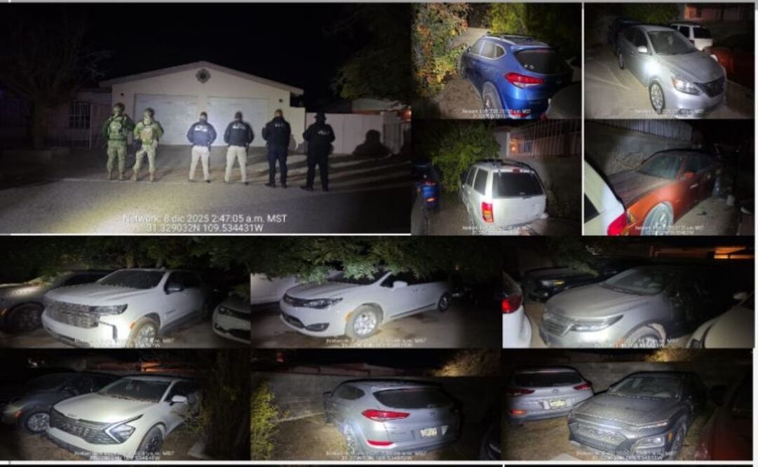 Aseguran 24 vehículos de células criminales en Sonora (08/12/2025). Foto: Especial