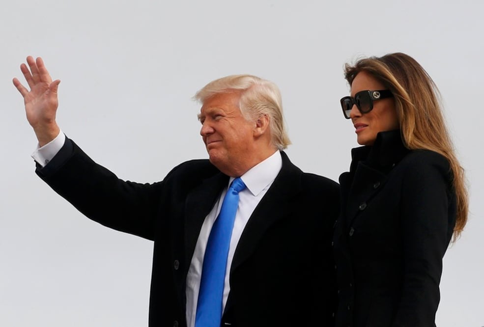 U.S. President-elect Donald Trump and his wife Melania arrive at Joint Base Andrews outside Washington, U.S. January 19, 2017, one day before his inauguration as the nation's 45th president. (REUTERS/Jonathan Ernst)