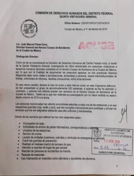 Interviene CDHCDMX para agilizar pago a bomberos cuyo adeudo data de octubre de 2018
