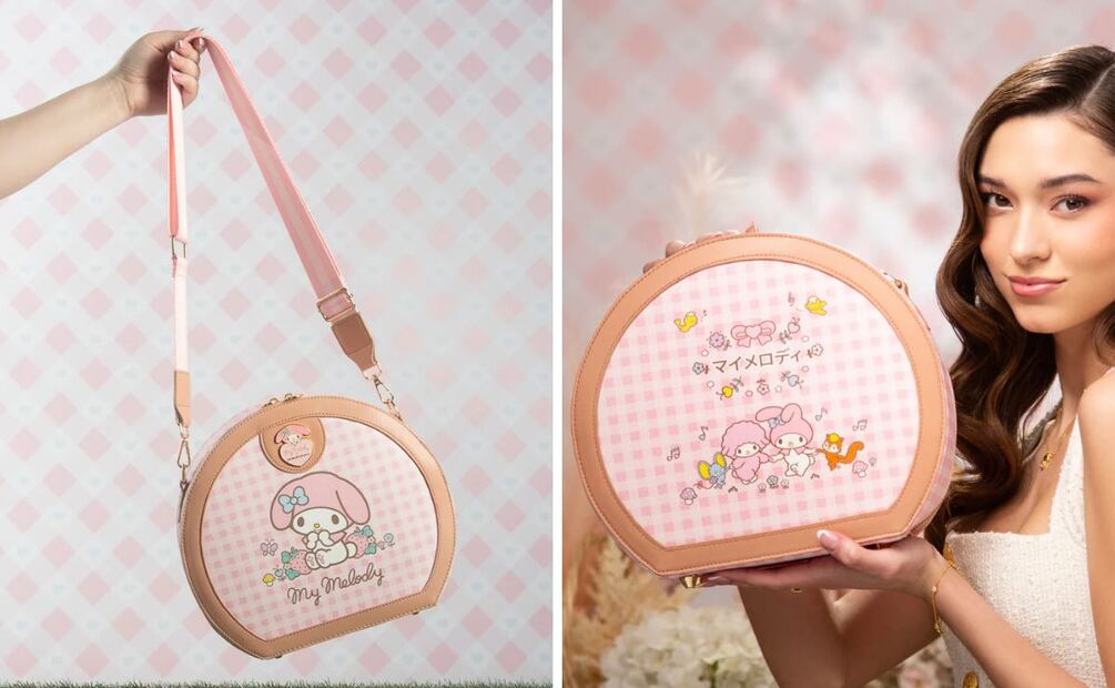 El bolso de la colección de My Melody tiene piezas de metal en dorado como base. Foto: Sanrio Co., LTD.