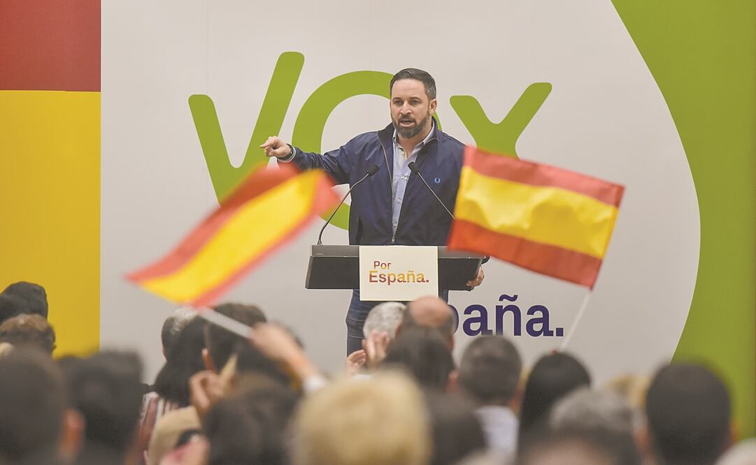 Santiago Abascal, líder de Vox, en un mitin en España. Hace unos días la organización firmó la Carta Madrid con senadores del PAN. Foto: ARCHIVO EL UNIVERSAL