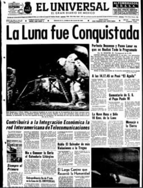Así publicó EL UNIVERSAL la llegada del hombre a la Luna