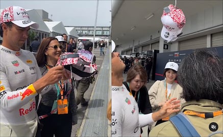 El ingenioso "invento" de un aficionado en Japón para conseguir el autógrafo de Checo Pérez