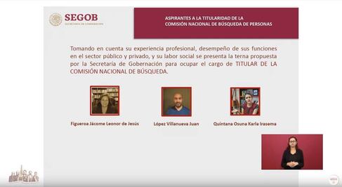 Segob anuncia terna para la Comisión Nacional de Búsqueda de Personas