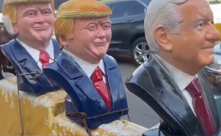 Artesanos venden alcancías de Donald Trump en cruce de México y EU; con oreja vendada por atentado, la que más compran