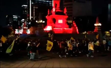 Afición del América festeja el título en el Ángel de la Independencia