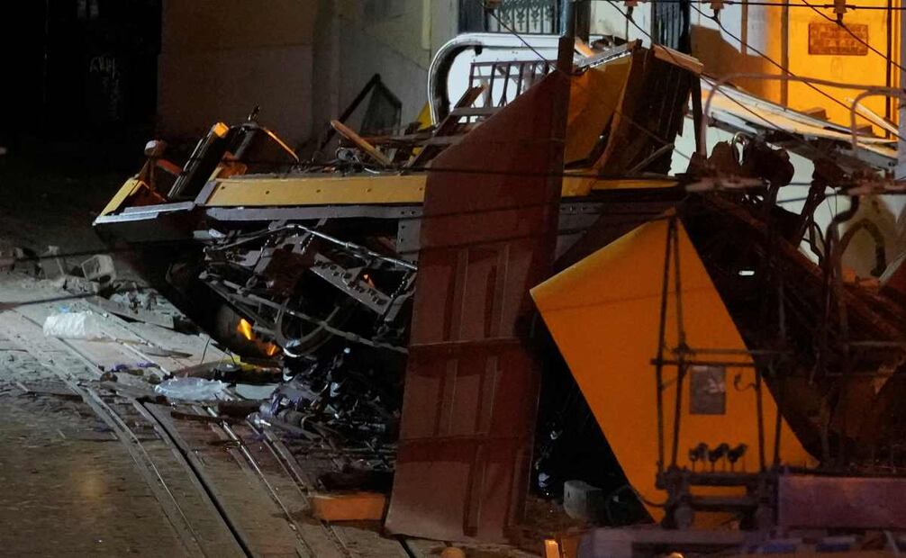 Una vista del lugar donde descarriló un funicular en Lisboa, Portugal, el miércoles 3 de septiembre de 2025. Foto: AP