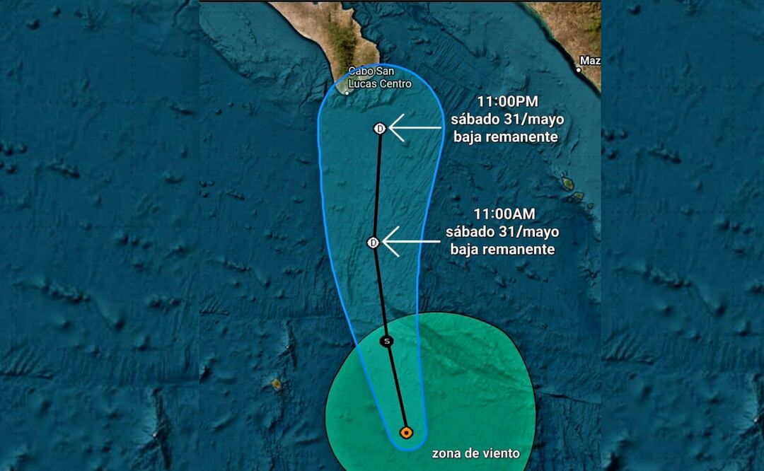 Recorrido de la tormenta tropical "Alvin" en Baja California Sur (30/05/2025). Foto: Especial