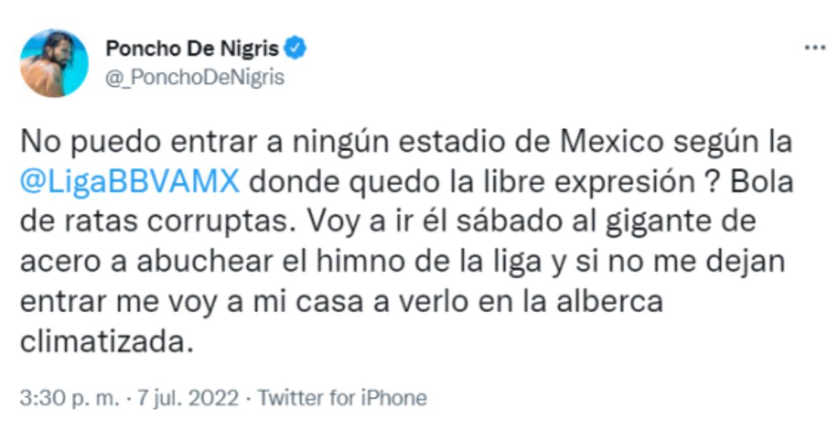 Poncho de Nigris tras recibir veto de la Liga MX, “bola de ratas corruptas”