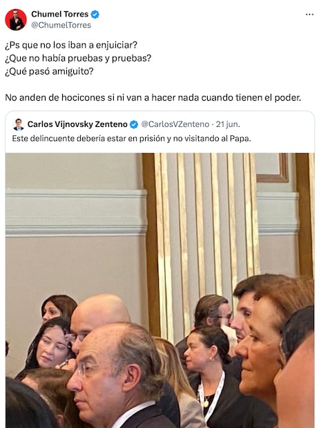 Chumel Torres reacciona a la inesperada presencia de Felipe Calderón en el Vaticano. Foto: Captura de pantalla