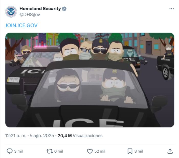 Post del Departamento de Seguridad Nacional en X. Foto: X