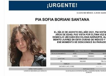 Localizan a Pía Sofía Boriani, niña de 12 años reportada como desaparecida en la Narvarte