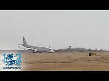 Captan en video aterrizaje de emergencia de avión sin ruedas delanteras en Birmania