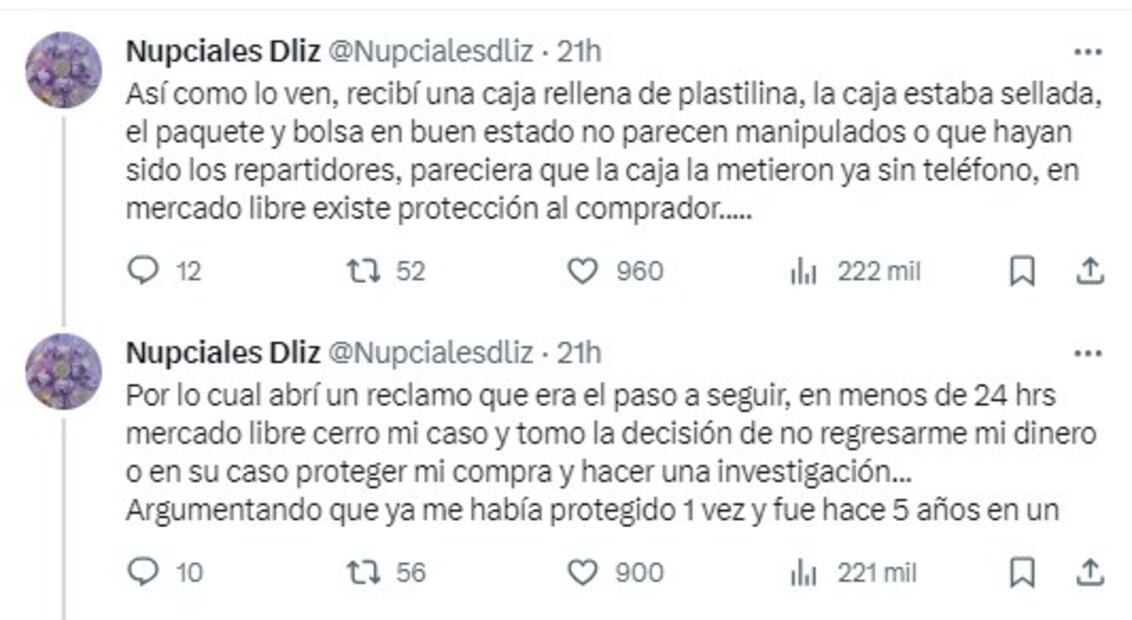 El usuario @Nupcialesdliz denunció en X que recibió una caja con plastilina, tras pagar más de 28 mil pesos por un iPhone de Última generación.