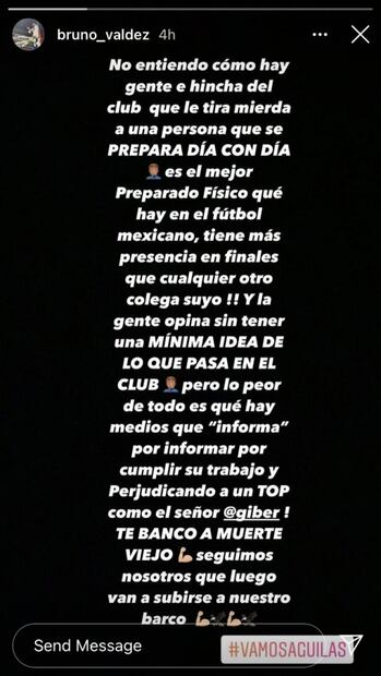 Bruno Valdez defiende de críticas al preparador físico del América