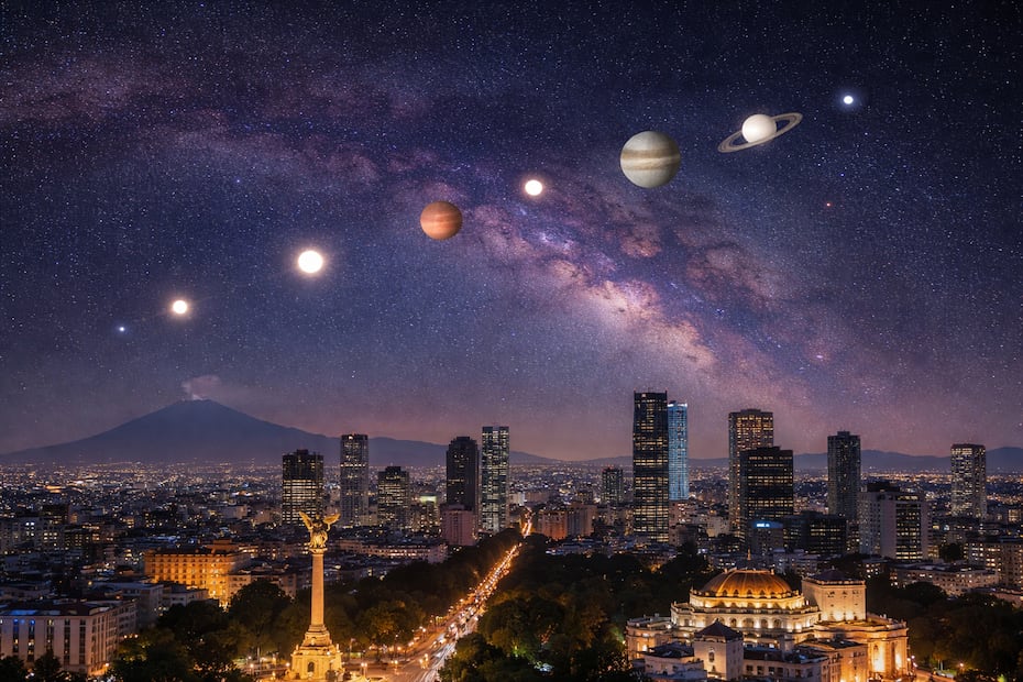 Esta alineación de 6 planetas es uno de los eventos astronómicos más emocionantes de 2026. Foto: Creada con IA (ChatGPT)