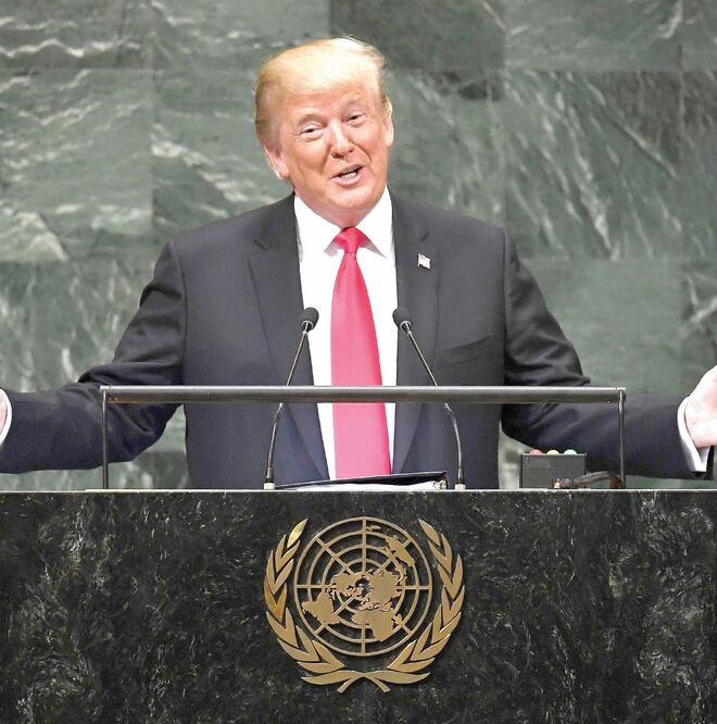 El presidente Donald Trump fue el tercer jefe de Estado en hablar ante la ONU. Estaba previsto que participara como segundo, pero llegó tarde. TIMOTHY A. CLARY. AFP