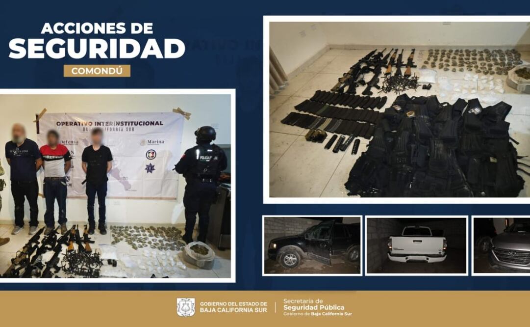 Caen tres presuntos integrantes de "Los Mayos" en Baja California Sur.
Foto: Especial.