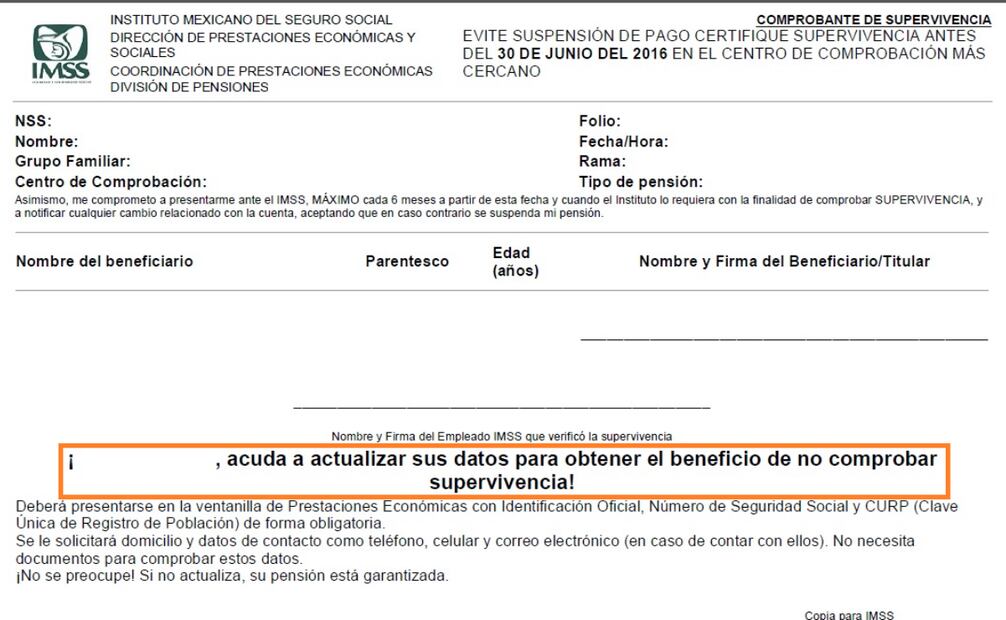 Ejemplo de leyendas en Certificado de Supervivencia. Foto: Captura